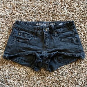 Size 2 American Eagle Super Low Shortie Black w/frayed edges